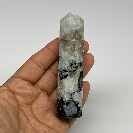 116.6g, 4"x0.9", Rainbow Moonstone Tower Obelisk Point Crystal @India, B29240