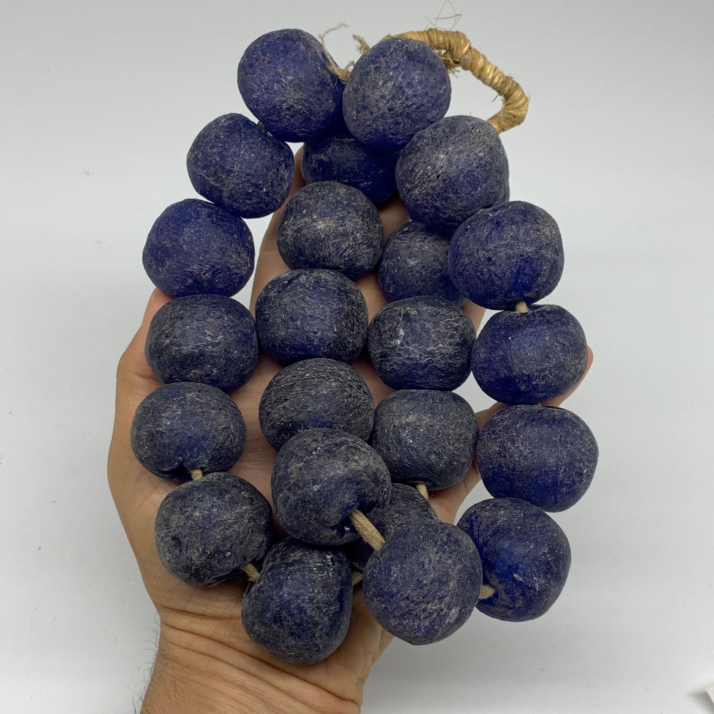 2.1 lbs, 25mm-30mm, 1 Strand, 24 beads, Blue Sea Glass Beads, B35677