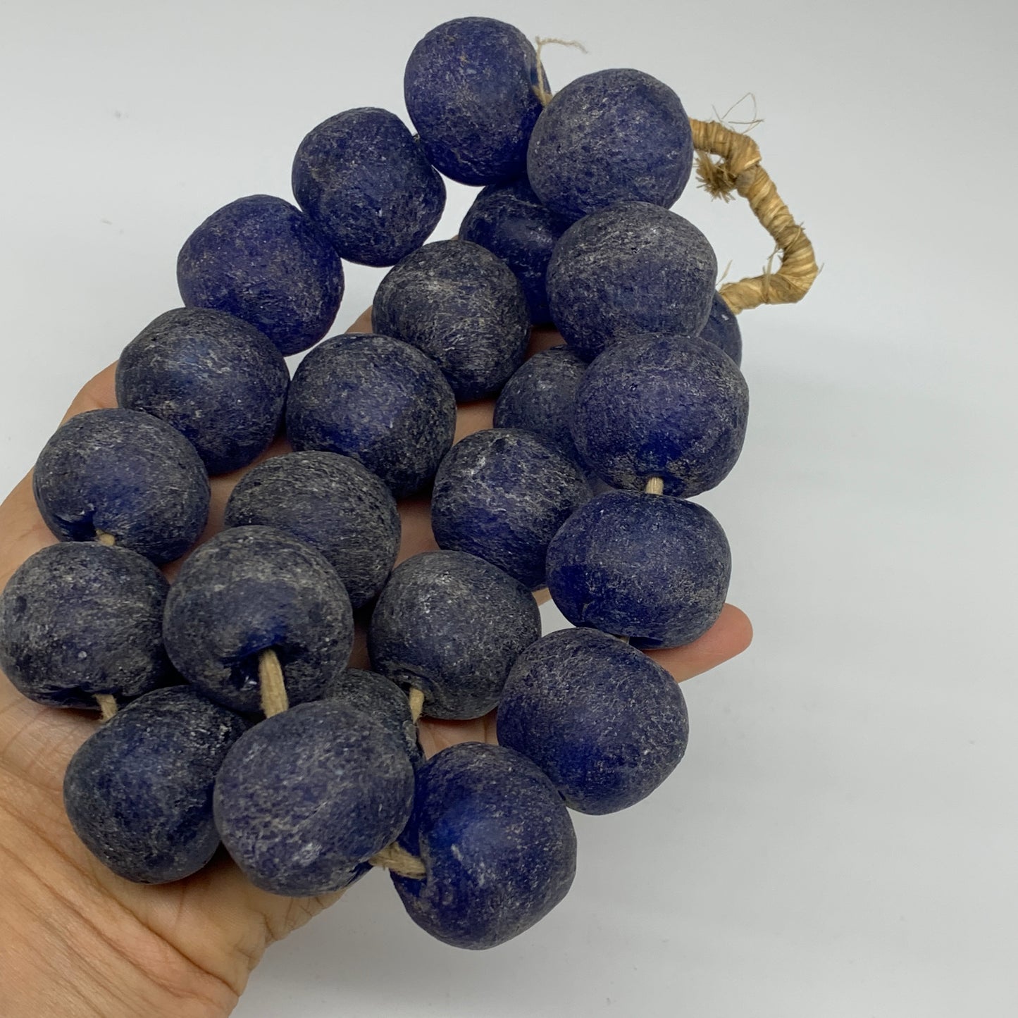 2.1 lbs, 25mm-30mm, 1 Strand, 24 beads, Blue Sea Glass Beads, B35677