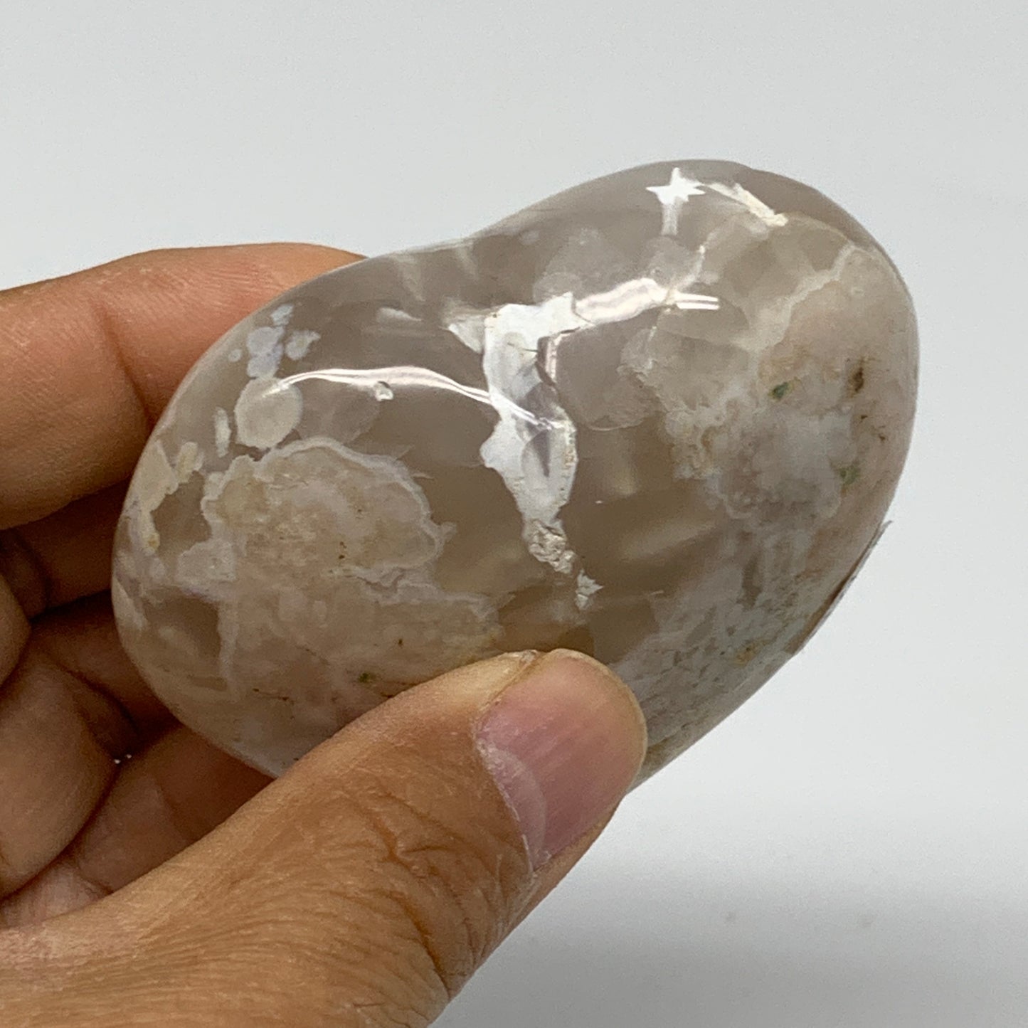 0.34 lbs, 2.4"x2.7"x1.1", Cherry Blossom Flower Agate Heart Crystal, B37138