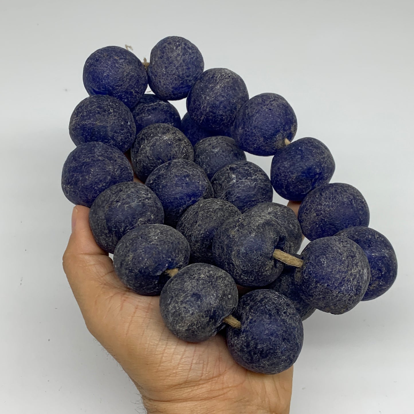 2.1 lbs, 25mm-30mm, 1 Strand, 24 beads, Blue Sea Glass Beads, B35677