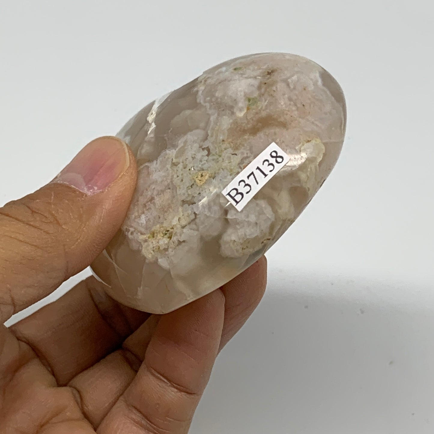 0.34 lbs, 2.4"x2.7"x1.1", Cherry Blossom Flower Agate Heart Crystal, B37138