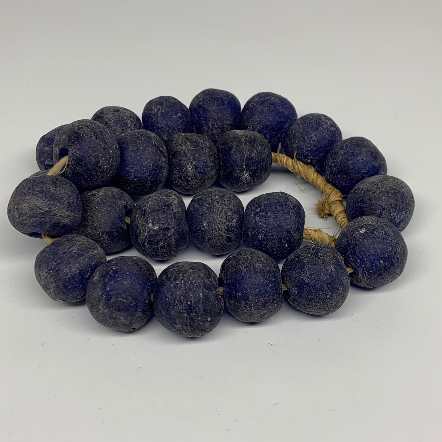 2.1 lbs, 25mm-30mm, 1 Strand, 24 beads, Blue Sea Glass Beads, B35677