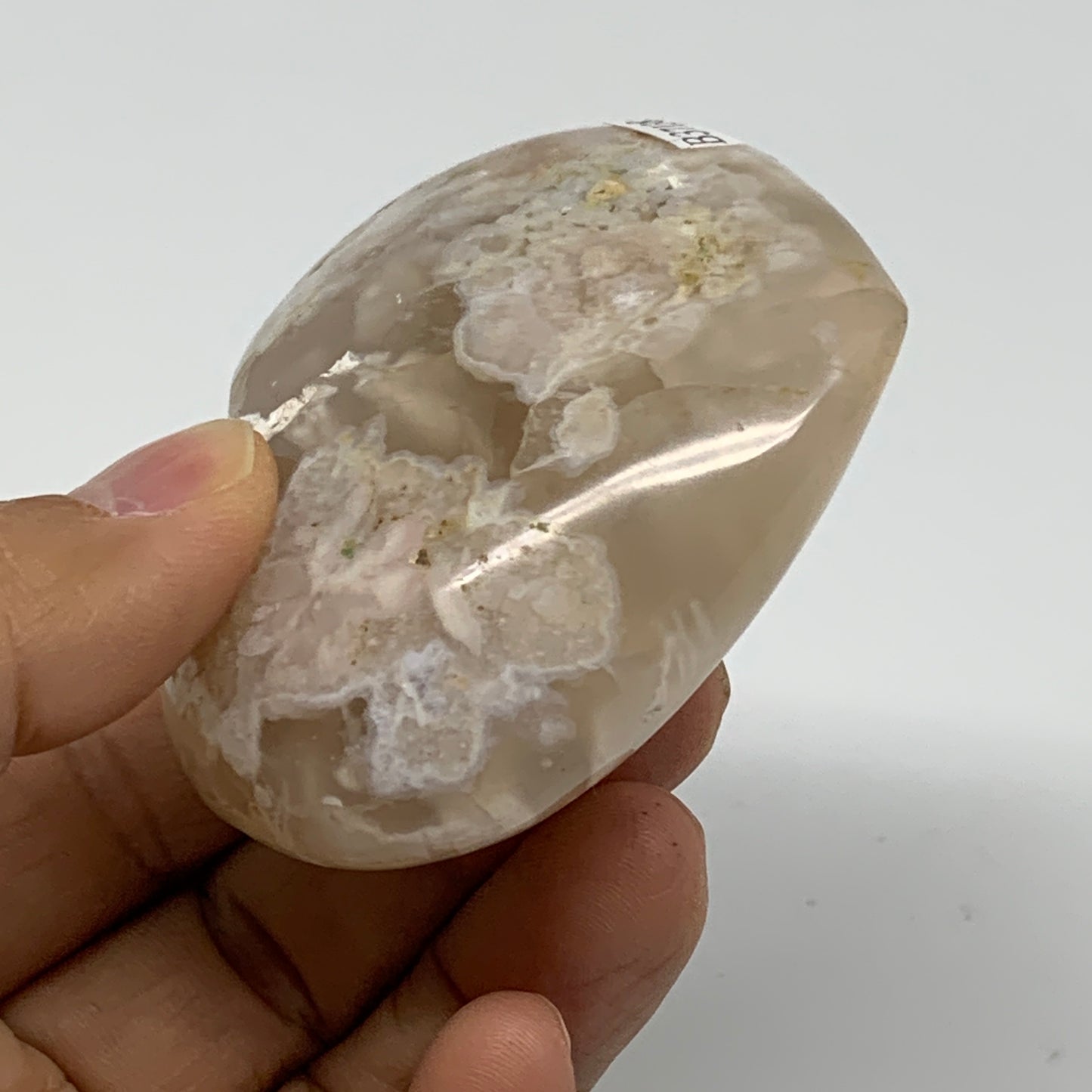 0.34 lbs, 2.4"x2.7"x1.1", Cherry Blossom Flower Agate Heart Crystal, B37138