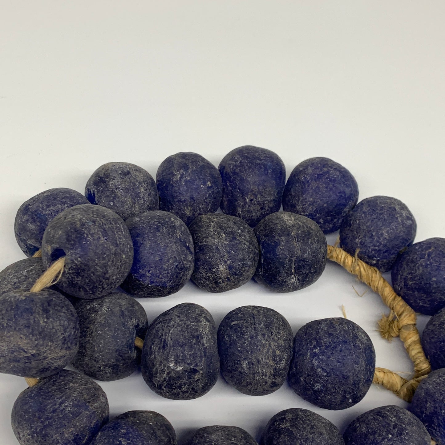 2.1 lbs, 25mm-30mm, 1 Strand, 24 beads, Blue Sea Glass Beads, B35677
