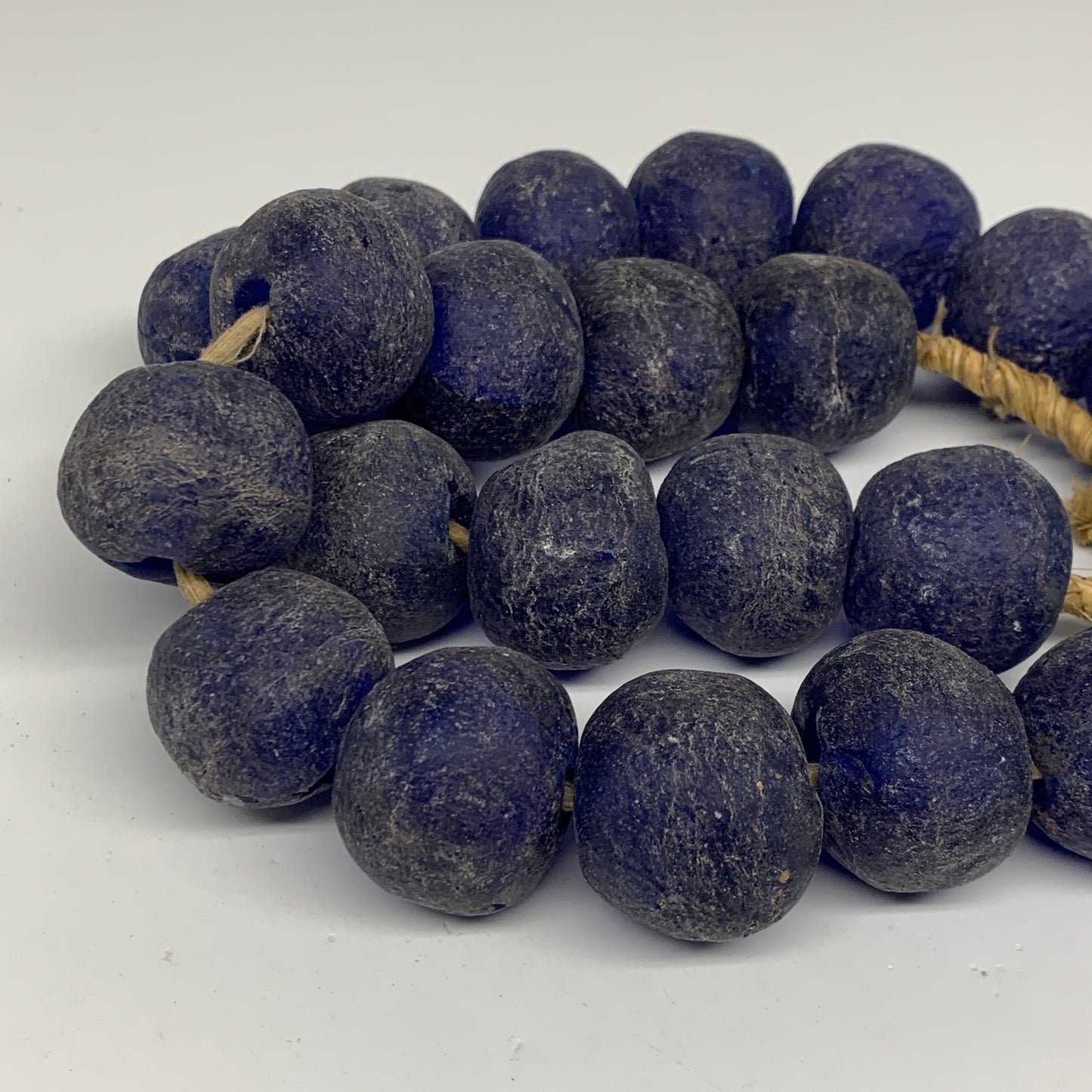 2.1 lbs, 25mm-30mm, 1 Strand, 24 beads, Blue Sea Glass Beads, B35677