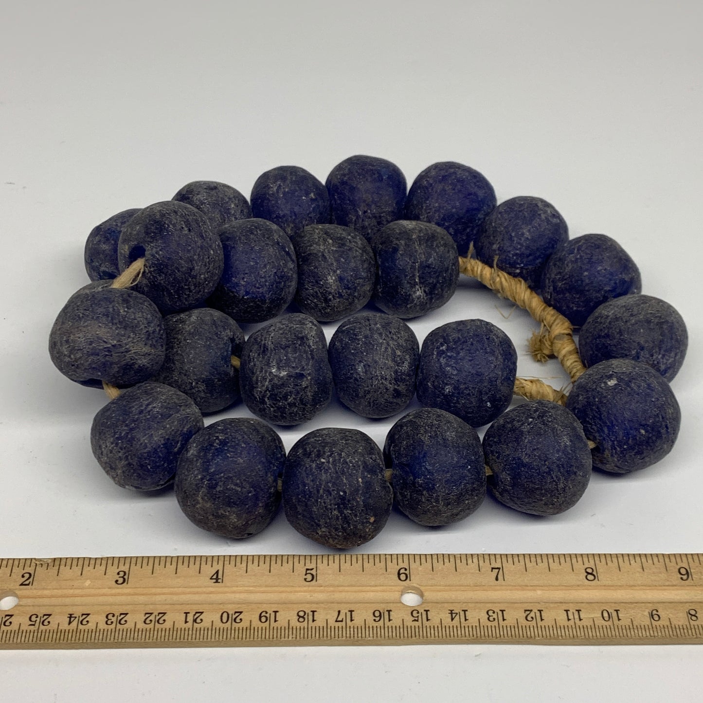 2.1 lbs, 25mm-30mm, 1 Strand, 24 beads, Blue Sea Glass Beads, B35677