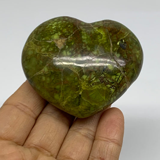 0.24 lbs, 2.2"x2.6"x1.1", Green Opal Heart Polished Gemstone Crystal, B38015