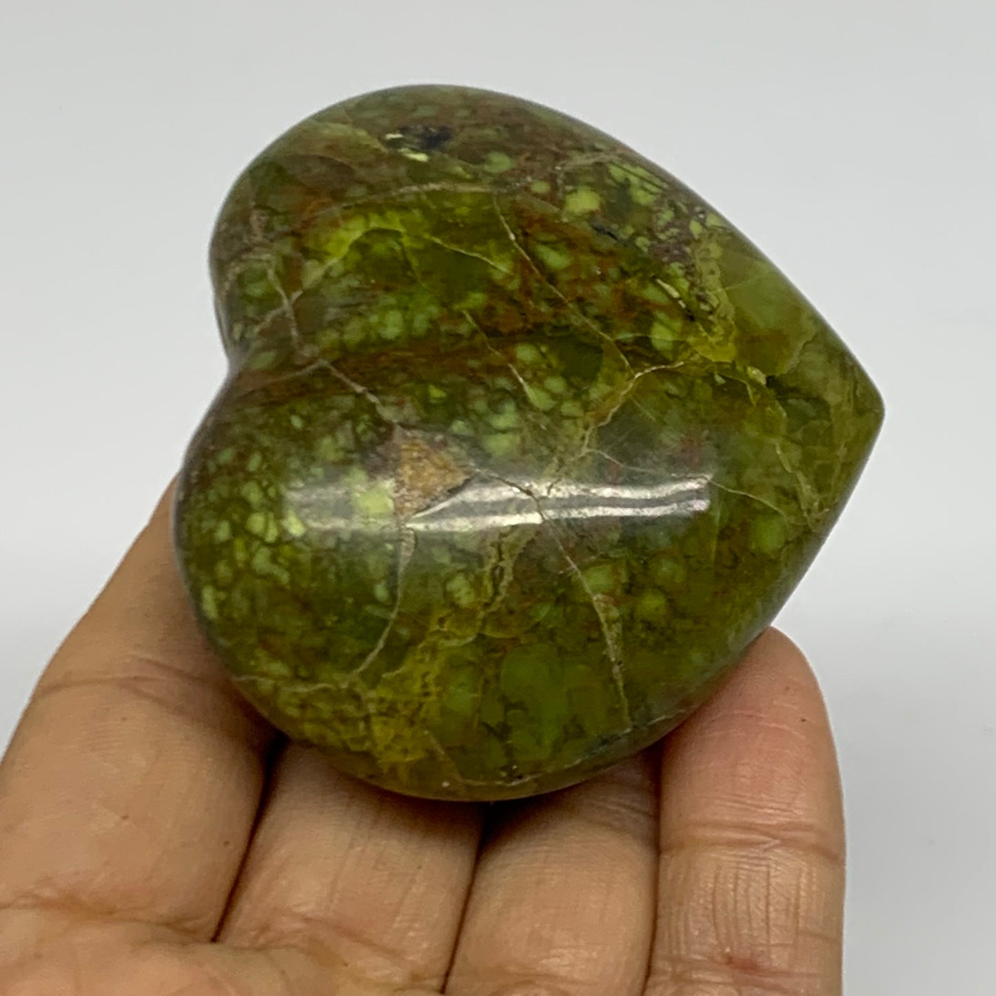 0.24 lbs, 2.2"x2.6"x1.1", Green Opal Heart Polished Gemstone Crystal, B38015