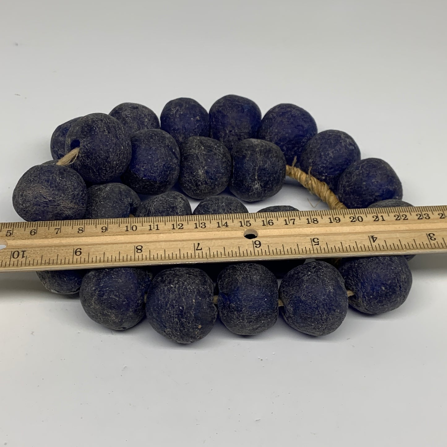 2.1 lbs, 25mm-30mm, 1 Strand, 24 beads, Blue Sea Glass Beads, B35677