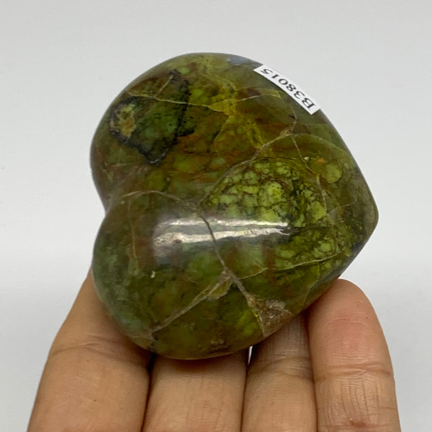 0.24 lbs, 2.2"x2.6"x1.1", Green Opal Heart Polished Gemstone Crystal, B38015