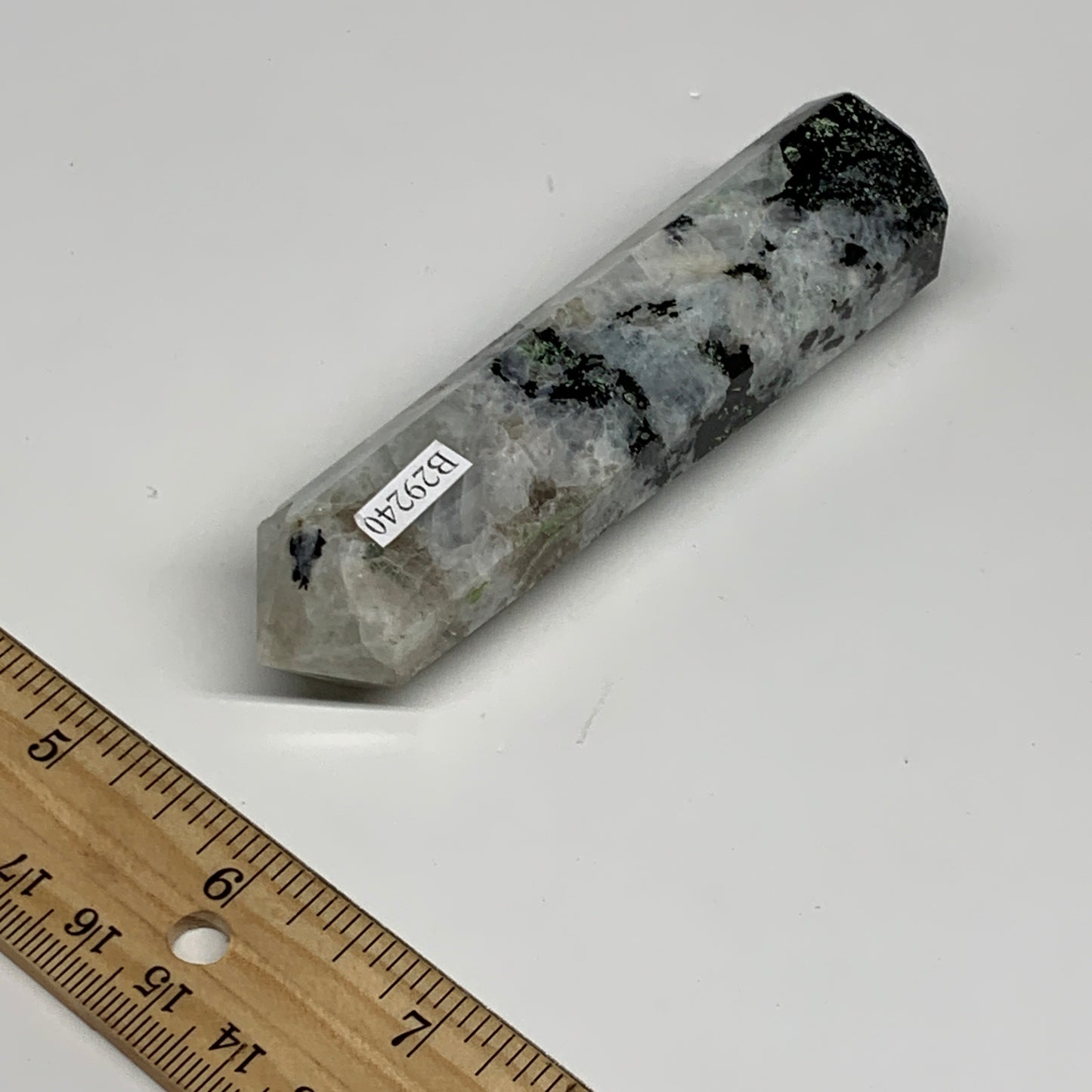 116.6g, 4"x0.9", Rainbow Moonstone Tower Obelisk Point Crystal @India, B29240