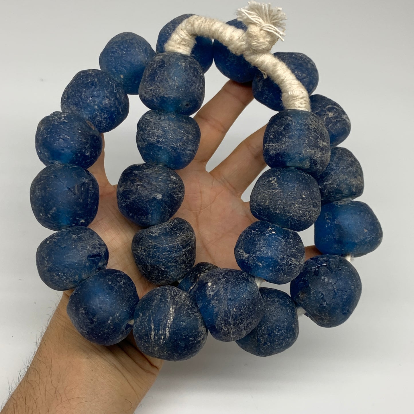 2.3 lbs, 25mm-32mm, 1 Strand, 24 beads, Blue Sea Glass Beads, B35678