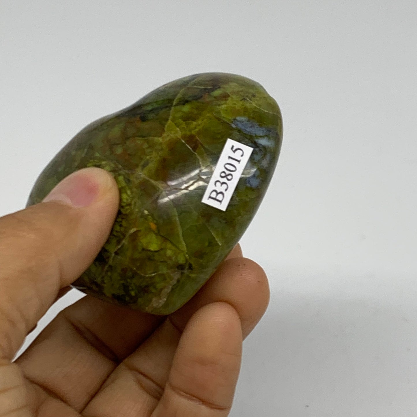 0.24 lbs, 2.2"x2.6"x1.1", Green Opal Heart Polished Gemstone Crystal, B38015