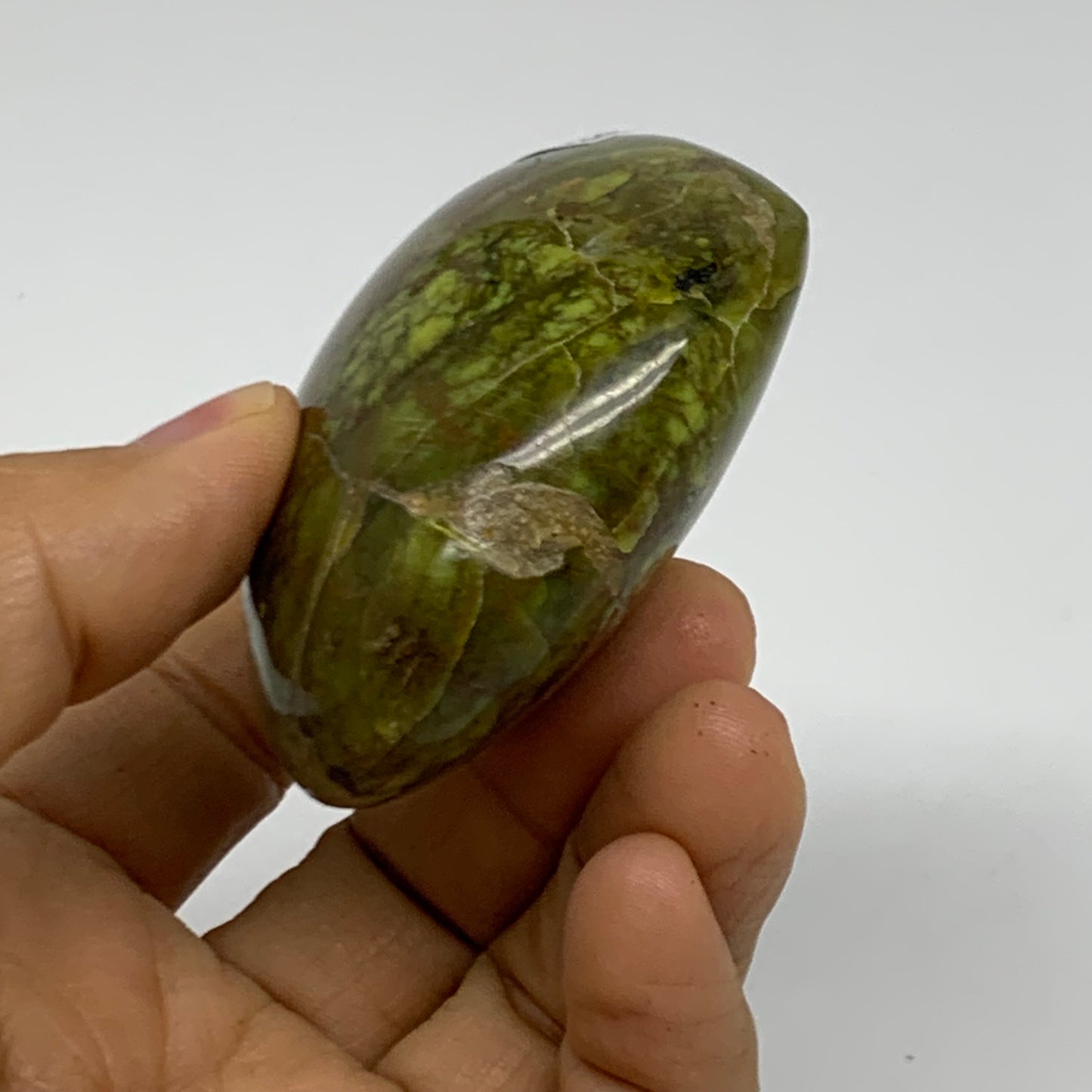 0.24 lbs, 2.2"x2.6"x1.1", Green Opal Heart Polished Gemstone Crystal, B38015