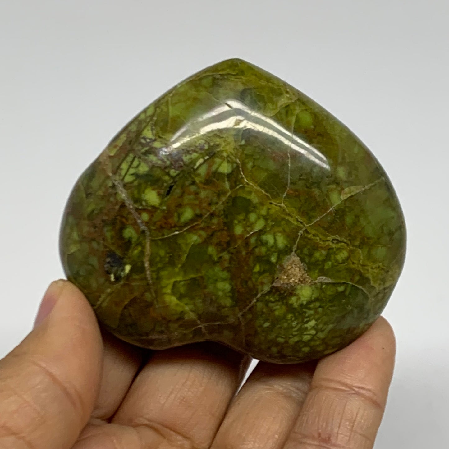 0.24 lbs, 2.2"x2.6"x1.1", Green Opal Heart Polished Gemstone Crystal, B38015