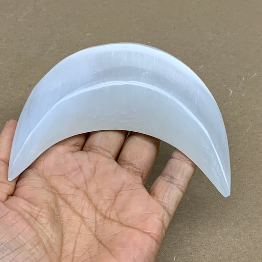 186g, 4.3"x2.1"x0.9", Selenite Crescent Moon Crystal (Satin Spar), B36276