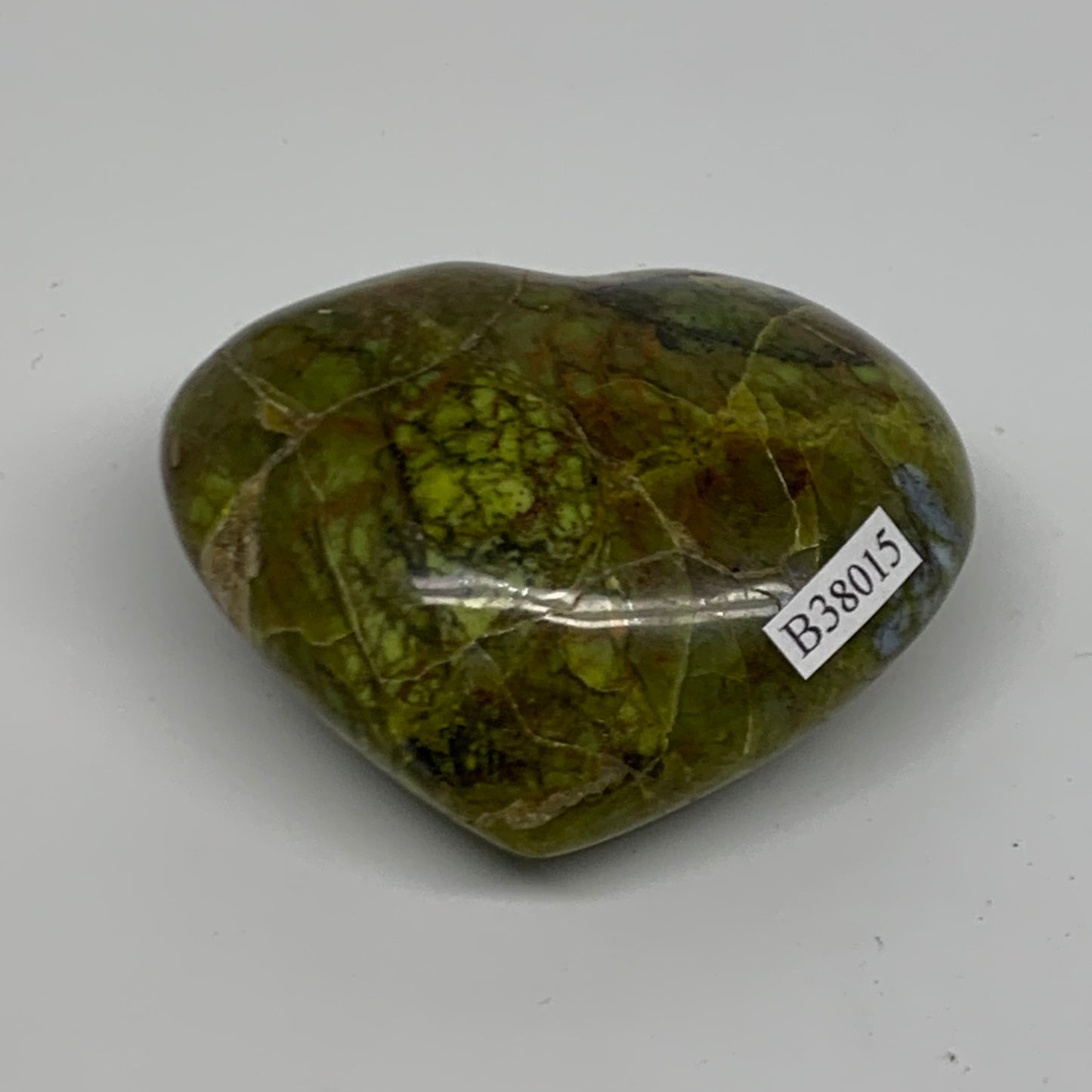 0.24 lbs, 2.2"x2.6"x1.1", Green Opal Heart Polished Gemstone Crystal, B38015