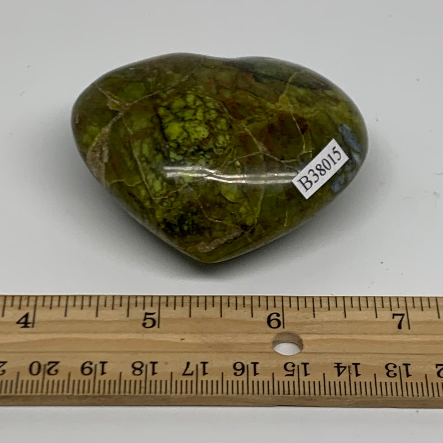 0.24 lbs, 2.2"x2.6"x1.1", Green Opal Heart Polished Gemstone Crystal, B38015