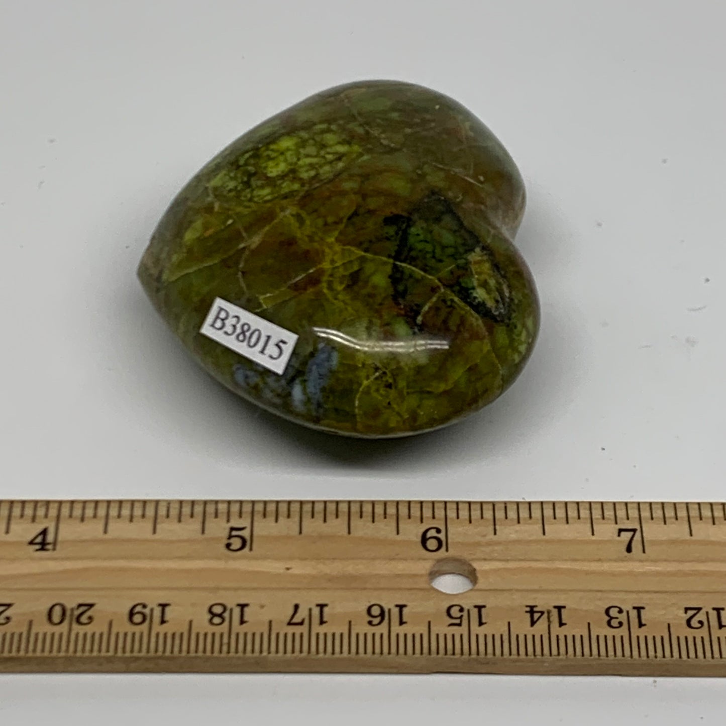 0.24 lbs, 2.2"x2.6"x1.1", Green Opal Heart Polished Gemstone Crystal, B38015