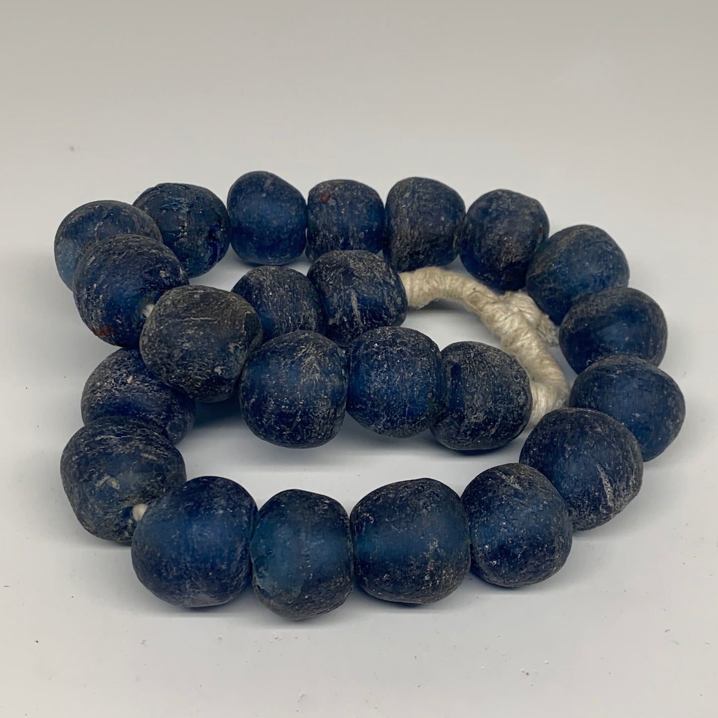 2.3 lbs, 25mm-32mm, 1 Strand, 24 beads, Blue Sea Glass Beads, B35678