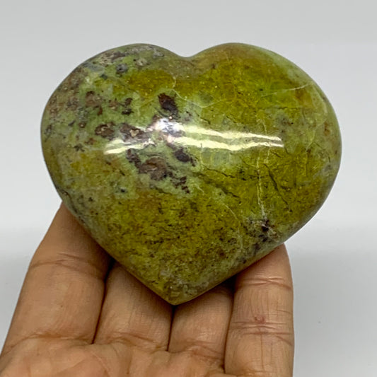 0.41 lbs, 2.6"x3"x1.4", Green Opal Heart Polished Gemstone Crystal, B38016