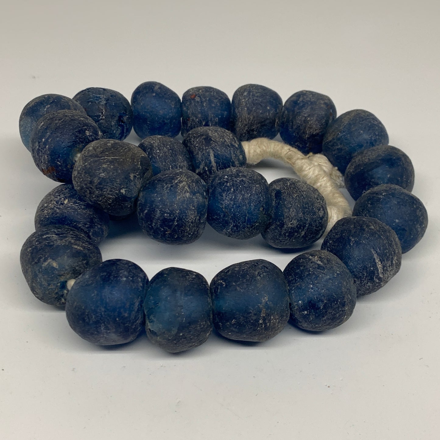 2.3 lbs, 25mm-32mm, 1 Strand, 24 beads, Blue Sea Glass Beads, B35678