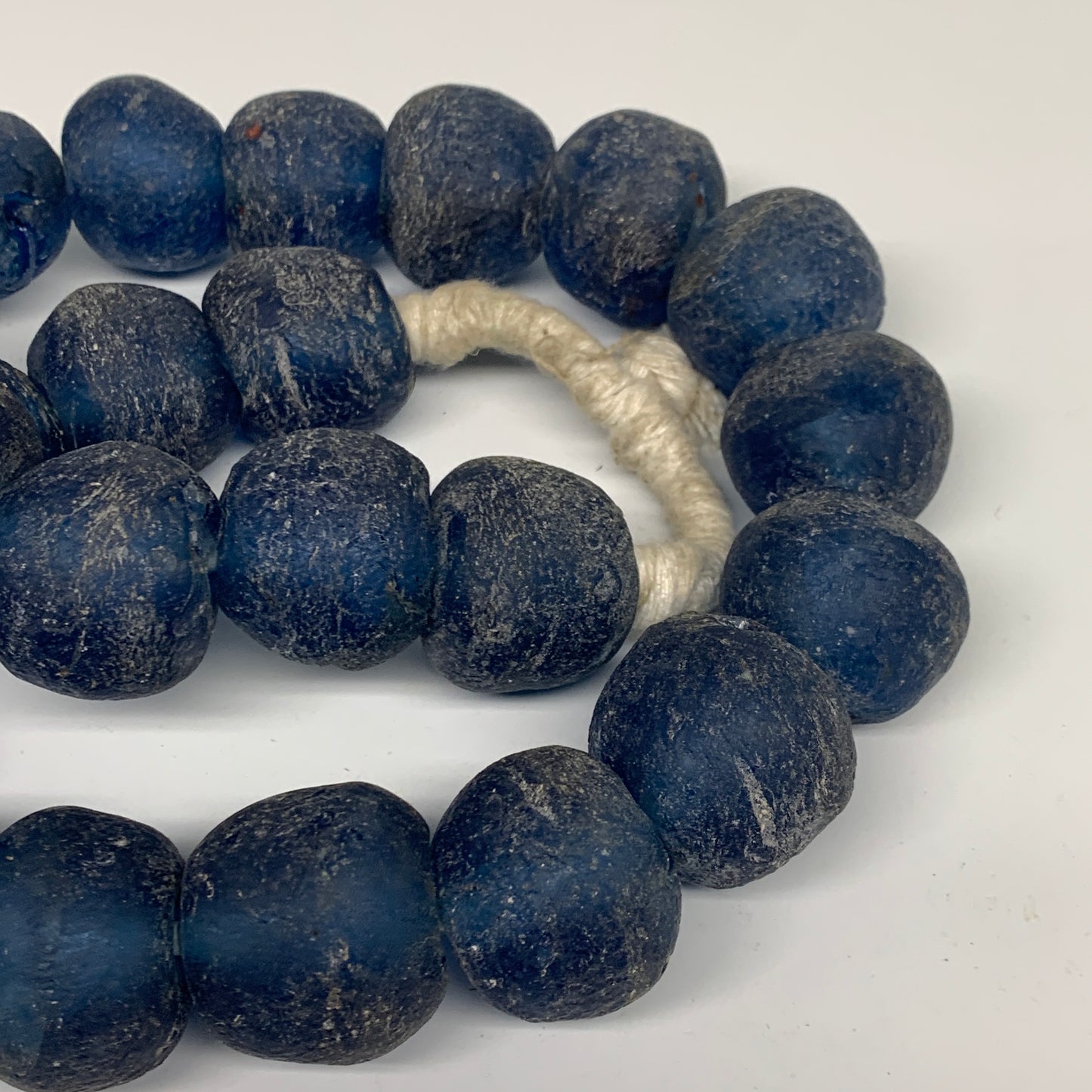 2.3 lbs, 25mm-32mm, 1 Strand, 24 beads, Blue Sea Glass Beads, B35678