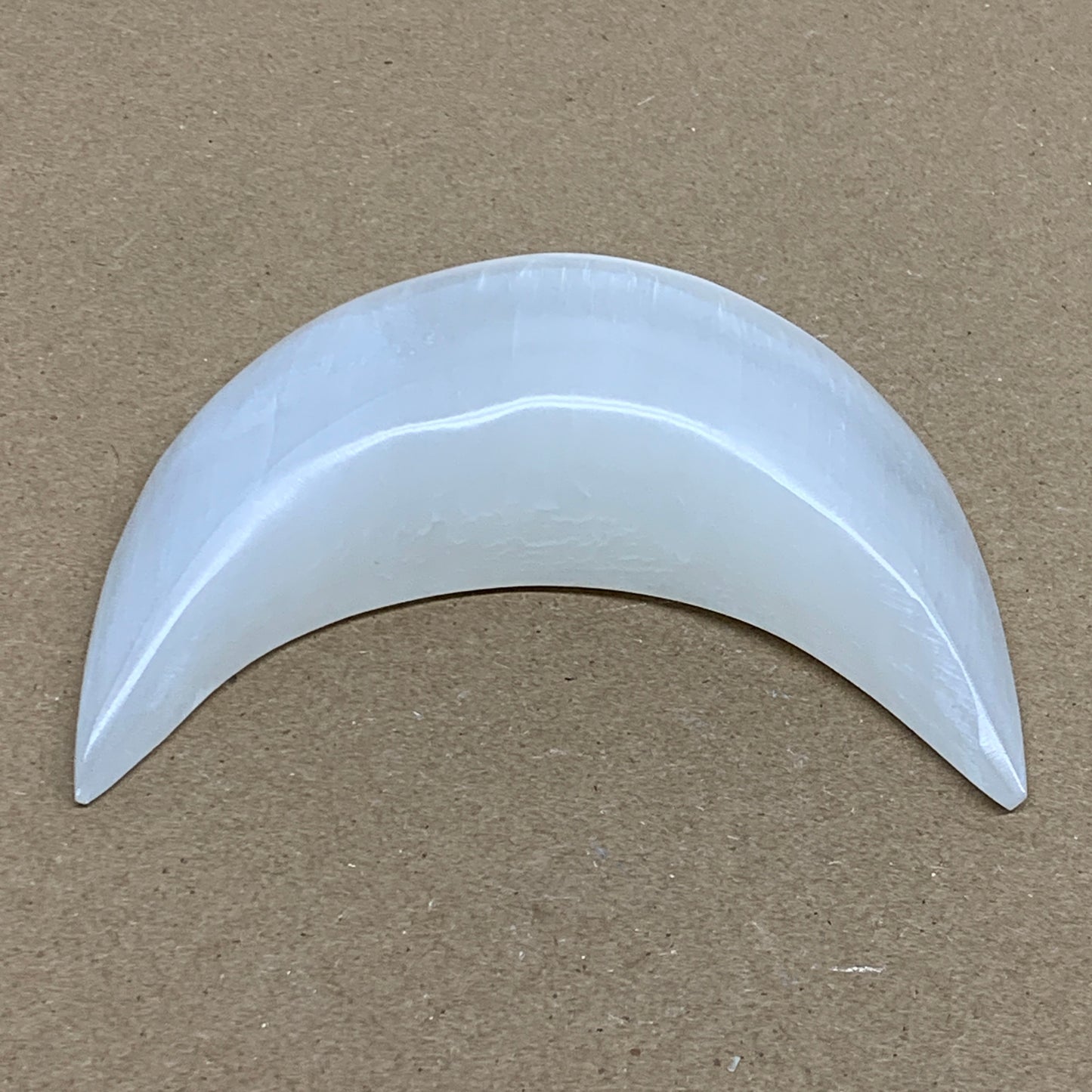 186g, 4.3"x2.1"x0.9", Selenite Crescent Moon Crystal (Satin Spar), B36276