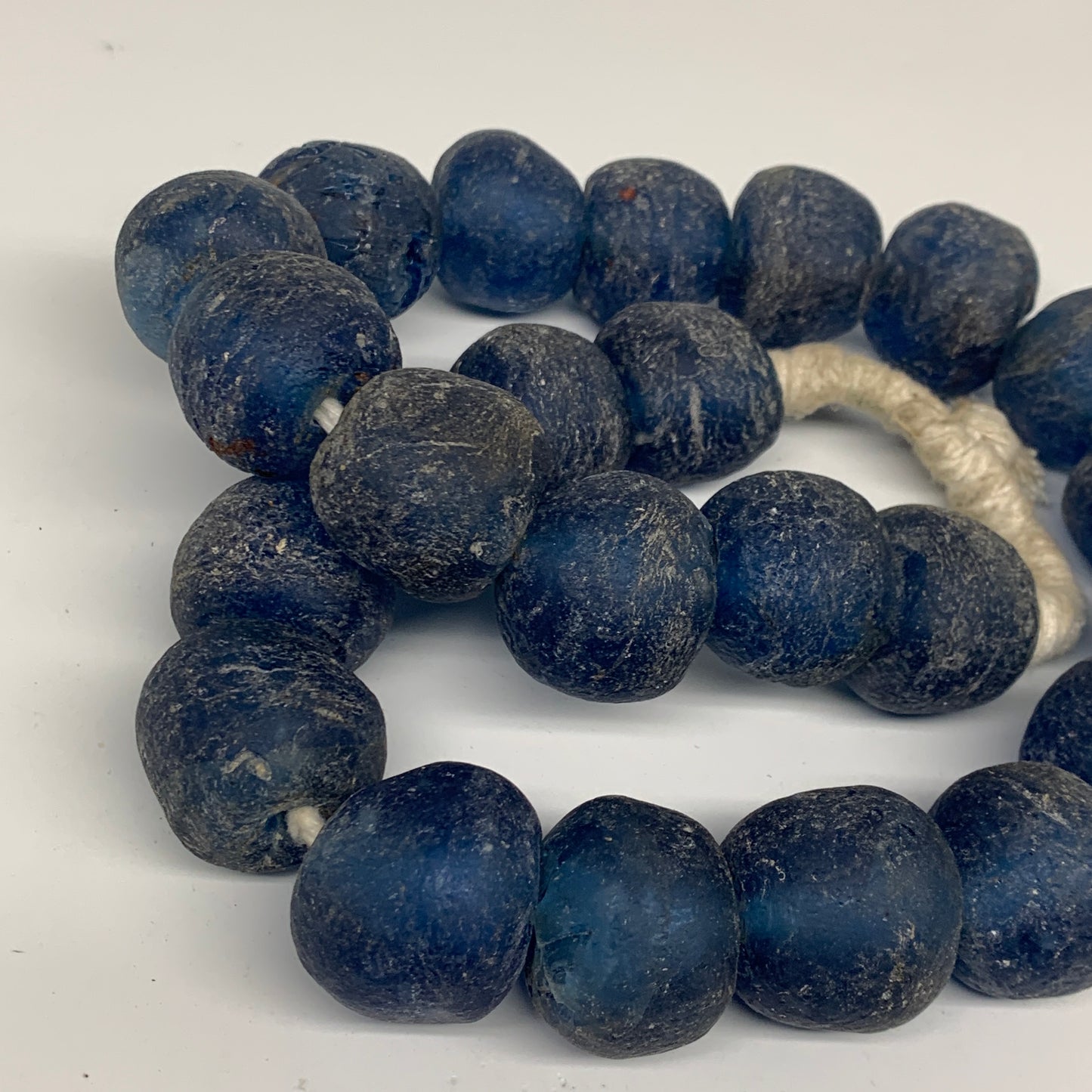 2.3 lbs, 25mm-32mm, 1 Strand, 24 beads, Blue Sea Glass Beads, B35678