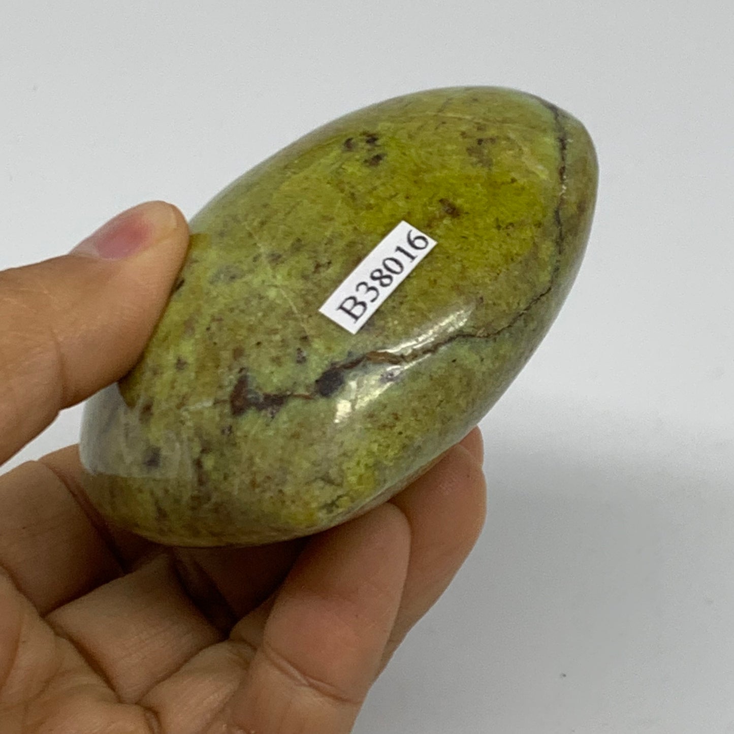 0.41 lbs, 2.6"x3"x1.4", Green Opal Heart Polished Gemstone Crystal, B38016