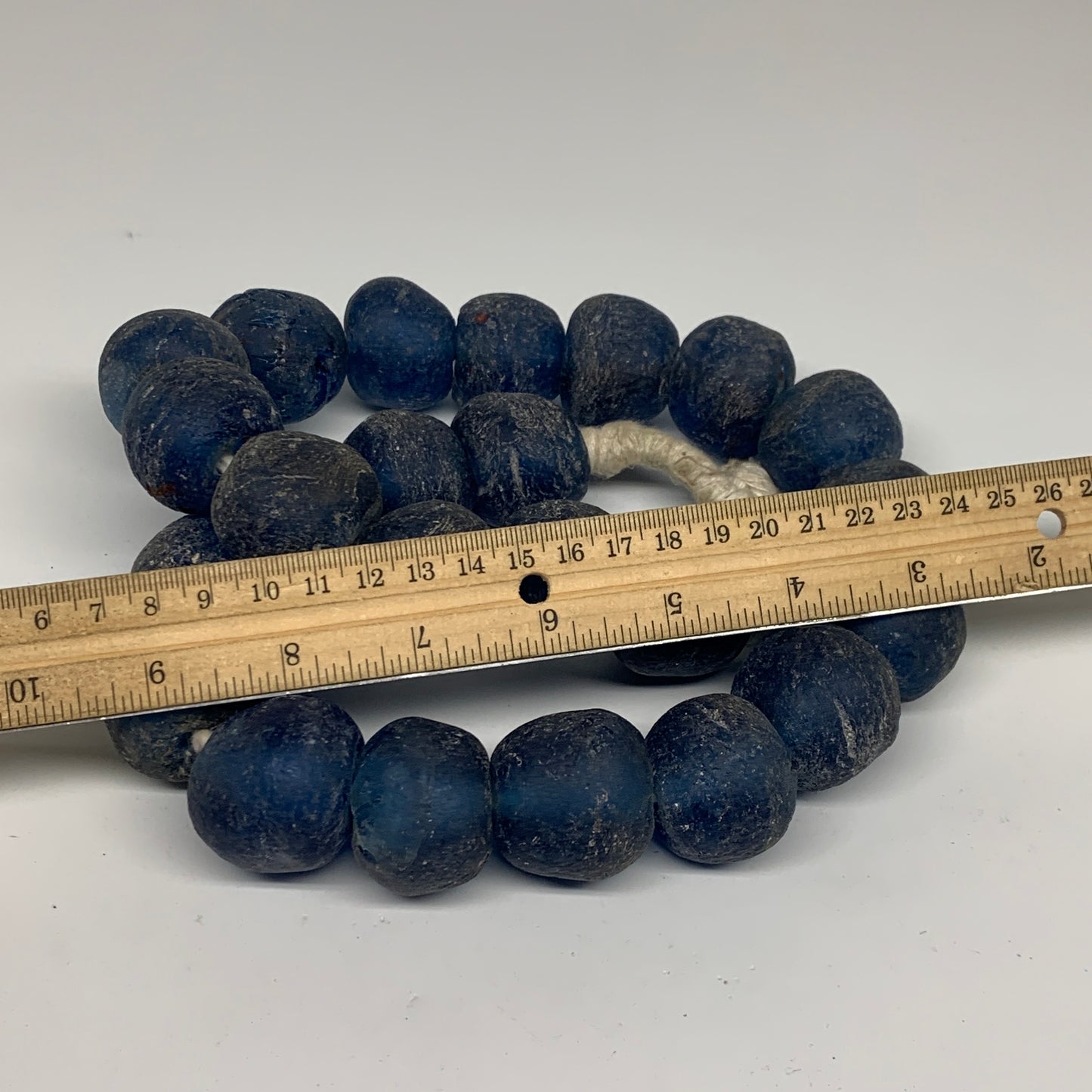 2.3 lbs, 25mm-32mm, 1 Strand, 24 beads, Blue Sea Glass Beads, B35678