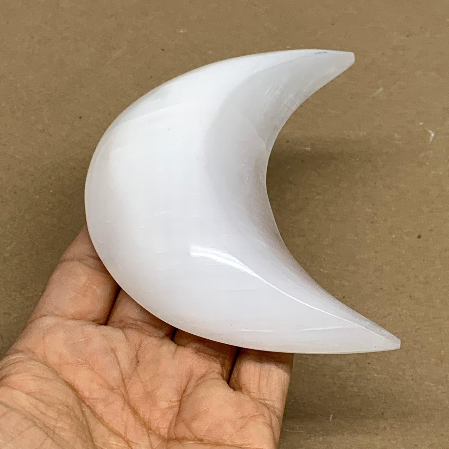 181g, 4.4"x2.1"x0.9", Selenite Crescent Moon Crystal (Satin Spar), B36277