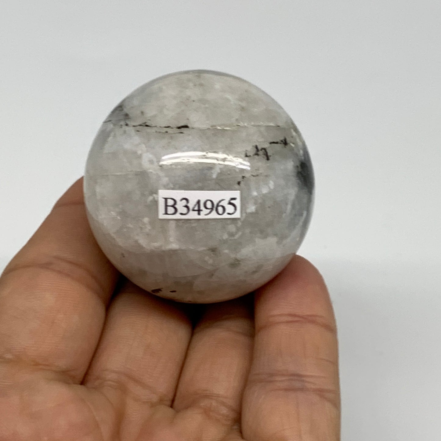 98.75g, 1.7"(42mm), Natural Rainbow Moonstone Sphere Ball Gemstone, B34965