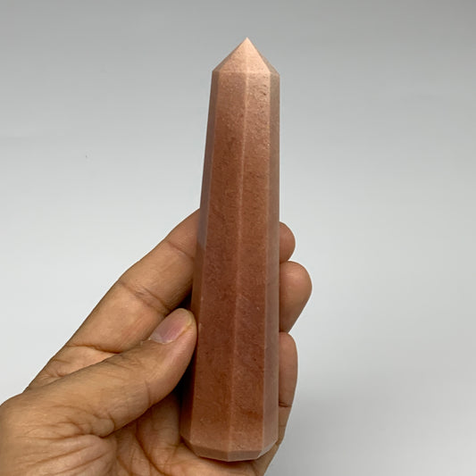 135.3g, 4.8"x1.1"x1.1" Red Aventurine Tower Obelisk Point Crystal @India,B31556