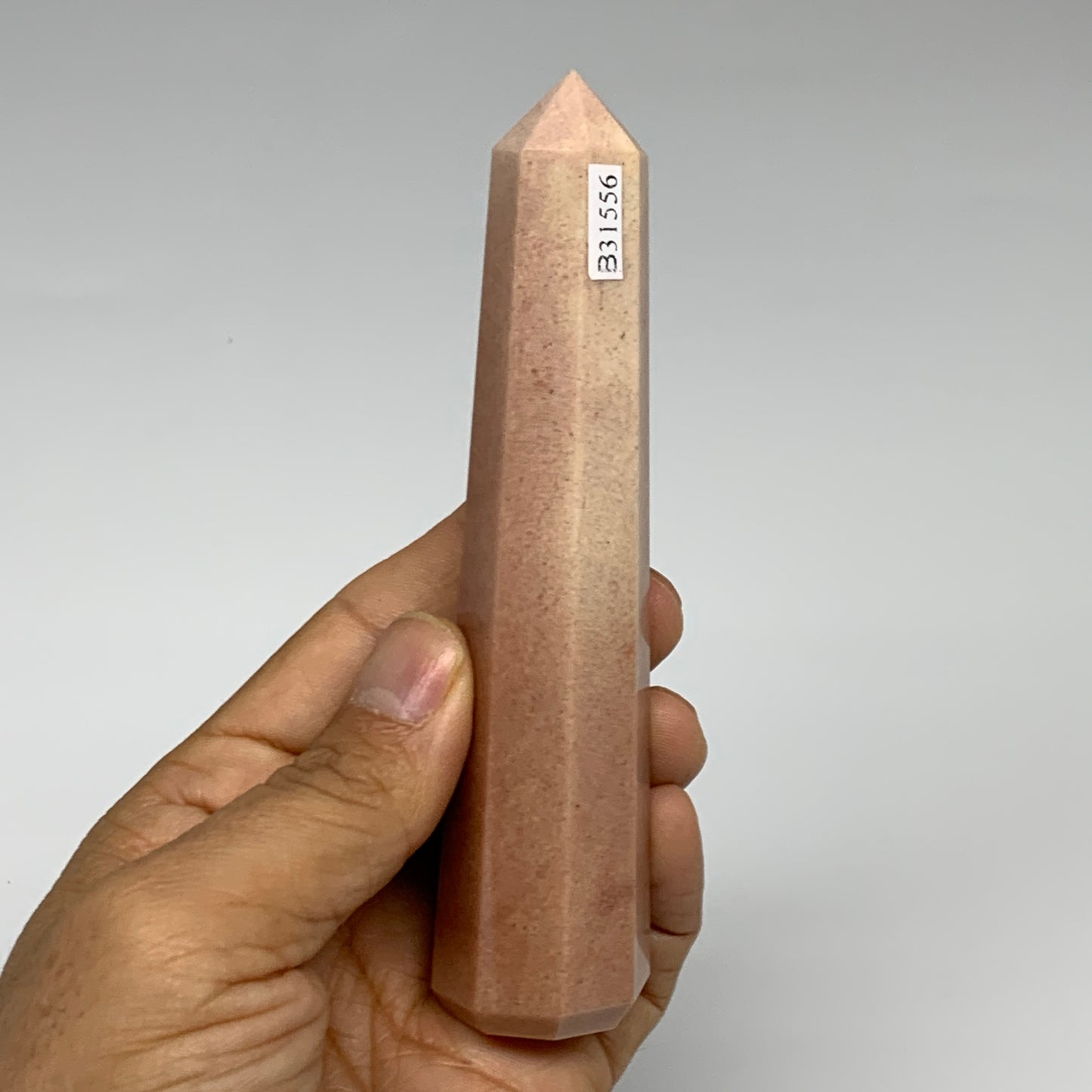 135.3g, 4.8"x1.1"x1.1" Red Aventurine Tower Obelisk Point Crystal @India,B31556