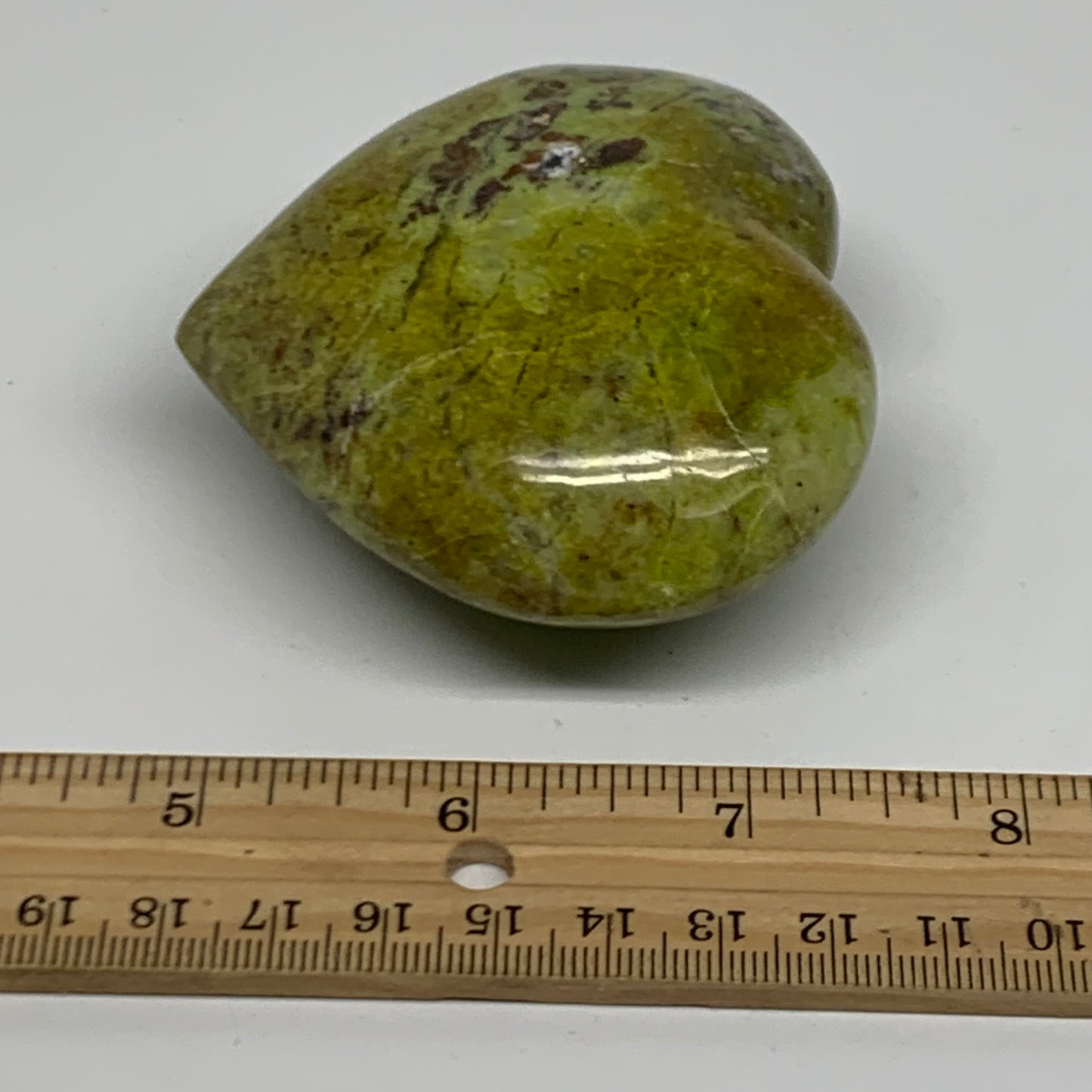 0.41 lbs, 2.6"x3"x1.4", Green Opal Heart Polished Gemstone Crystal, B38016