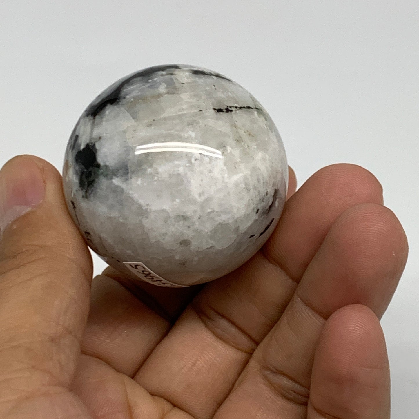 98.75g, 1.7"(42mm), Natural Rainbow Moonstone Sphere Ball Gemstone, B34965