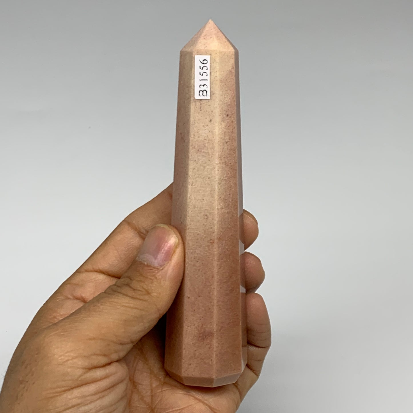 135.3g, 4.8"x1.1"x1.1" Red Aventurine Tower Obelisk Point Crystal @India,B31556