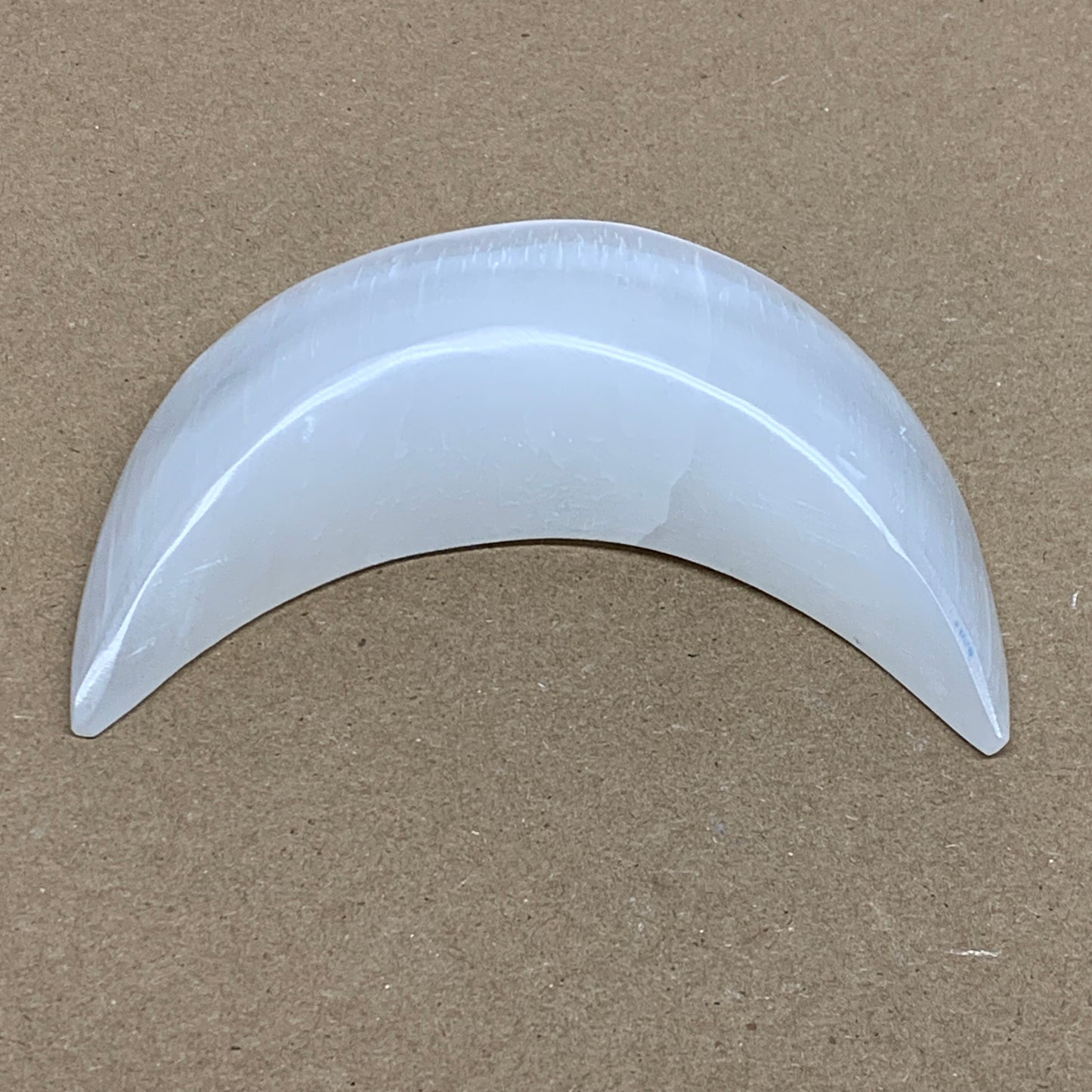 181g, 4.4"x2.1"x0.9", Selenite Crescent Moon Crystal (Satin Spar), B36277