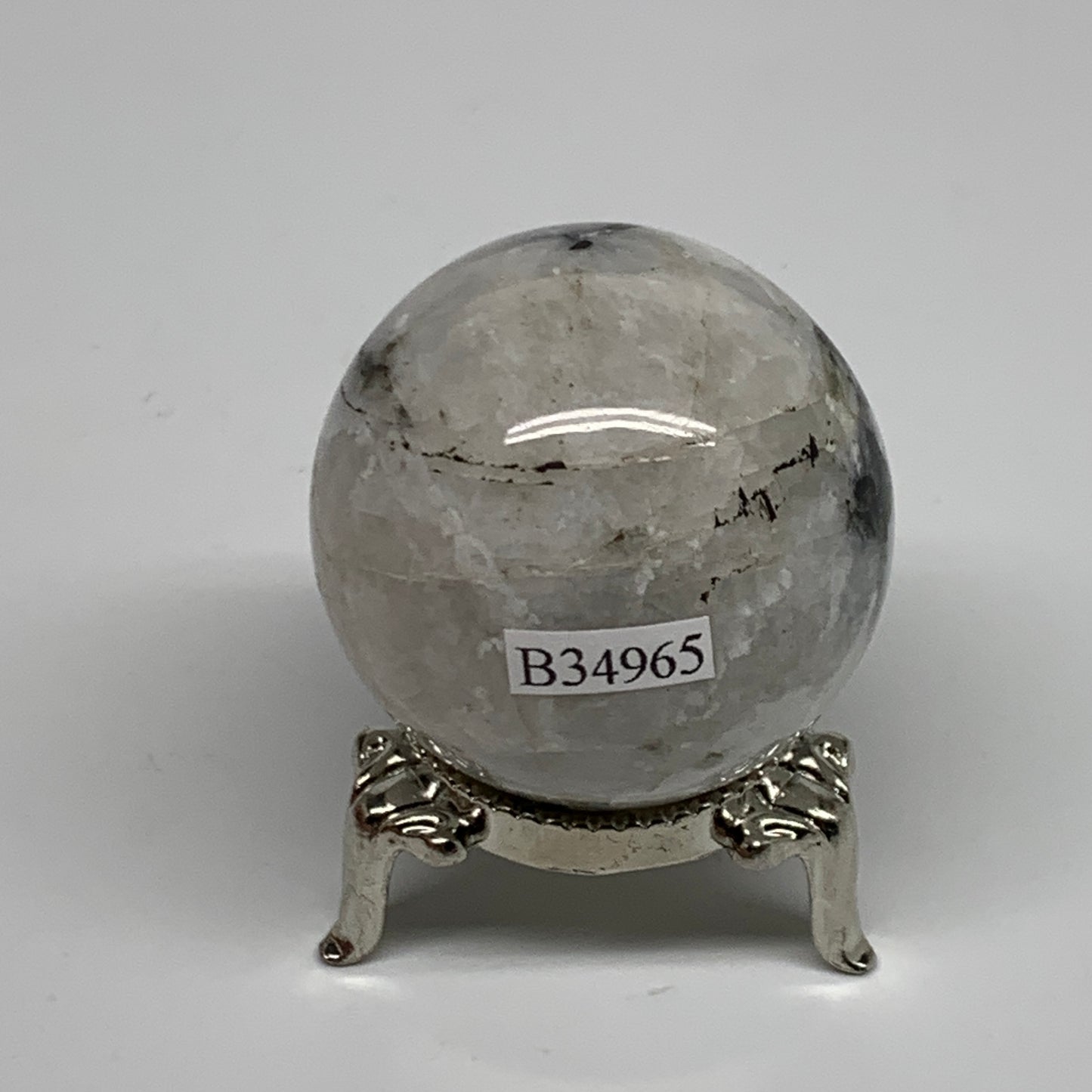 98.75g, 1.7"(42mm), Natural Rainbow Moonstone Sphere Ball Gemstone, B34965