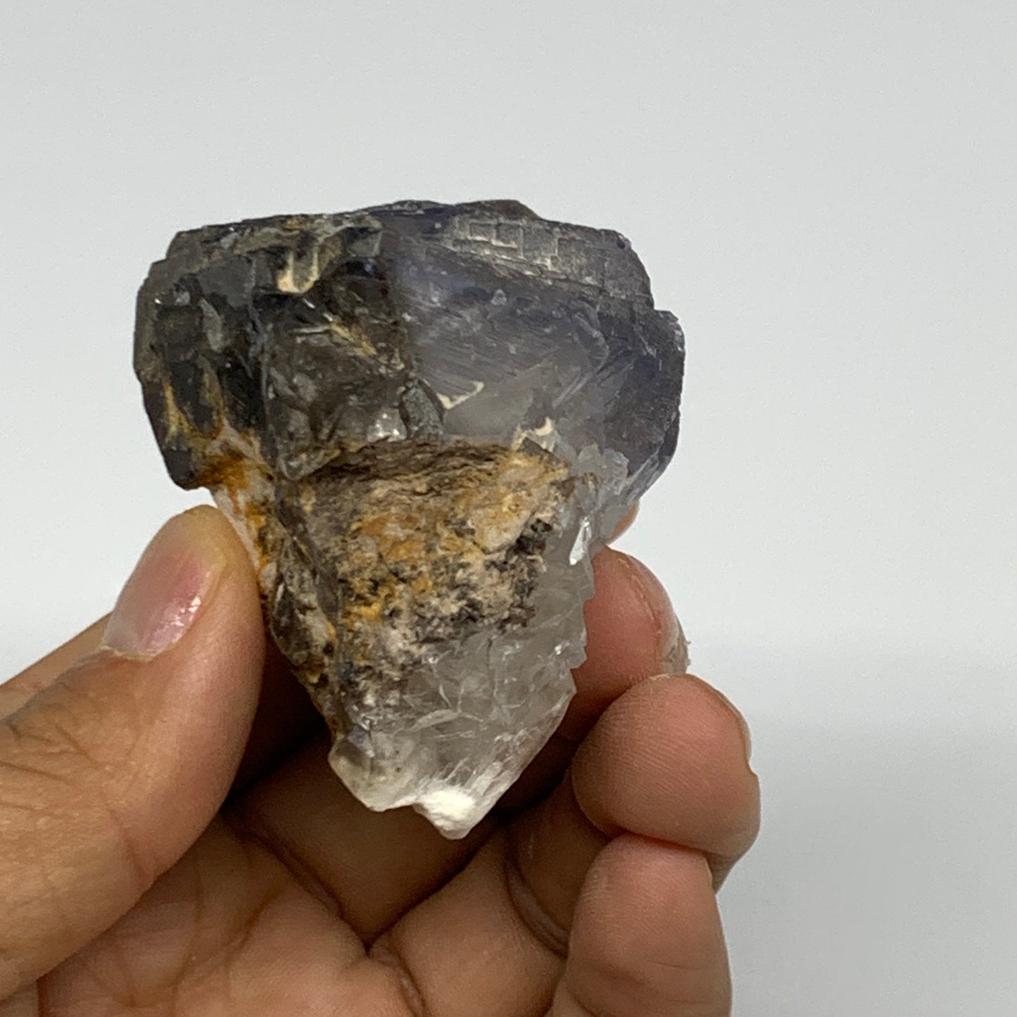 161.4g,2.4"x1.9"x1.8.",Blue Fluorite Crystal Mineral Specimen @Pakistan,B27716