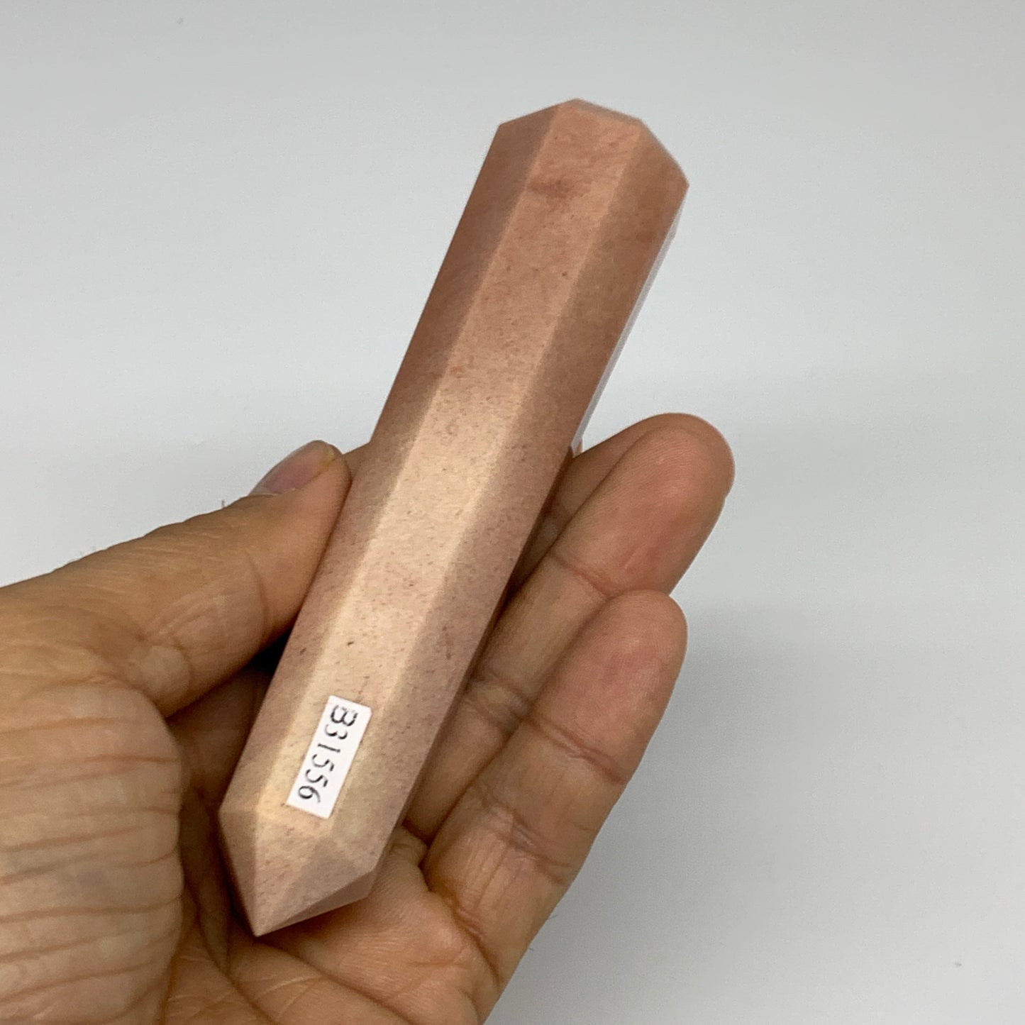 135.3g, 4.8"x1.1"x1.1" Red Aventurine Tower Obelisk Point Crystal @India,B31556