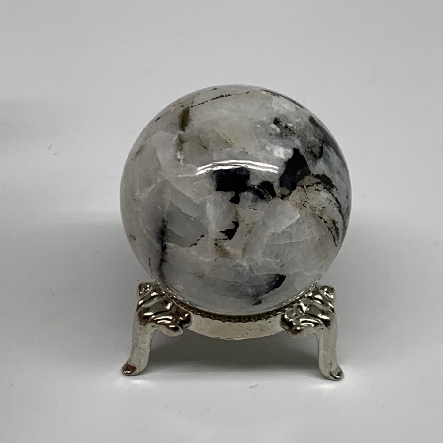 98.75g, 1.7"(42mm), Natural Rainbow Moonstone Sphere Ball Gemstone, B34965