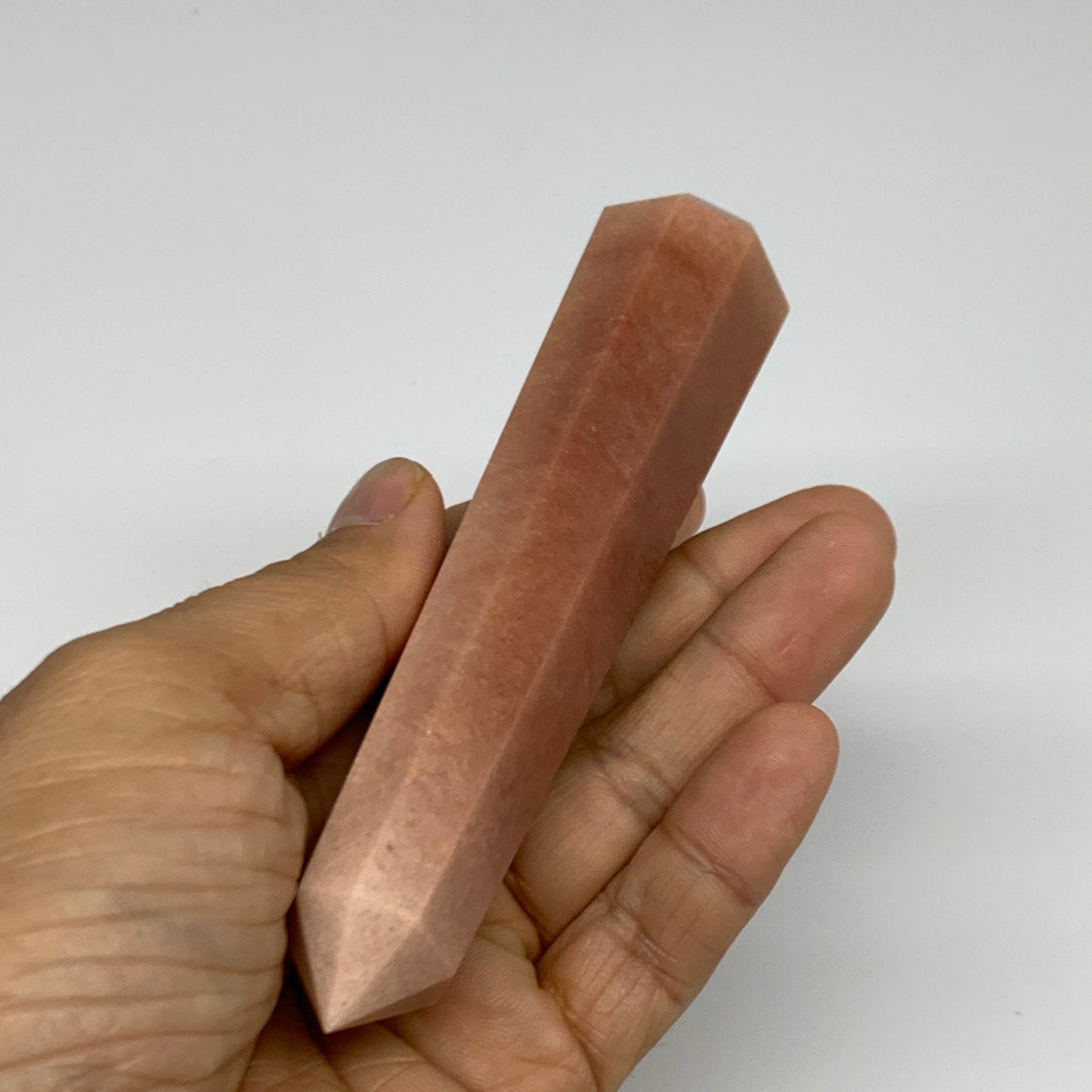 135.3g, 4.8"x1.1"x1.1" Red Aventurine Tower Obelisk Point Crystal @India,B31556