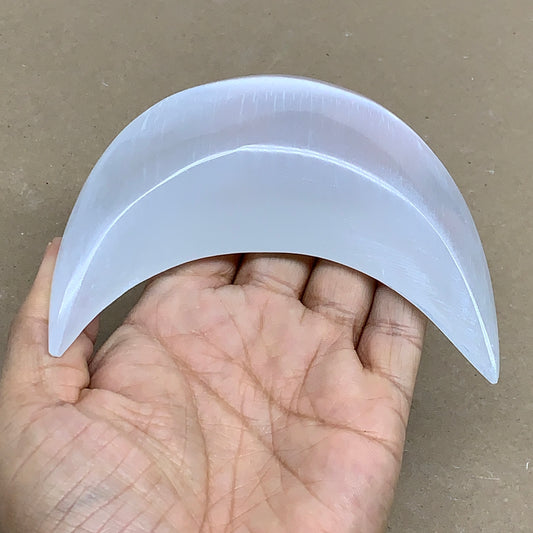 192g, 4.3"x2.2"x0.9", Selenite Crescent Moon Crystal (Satin Spar), B36278