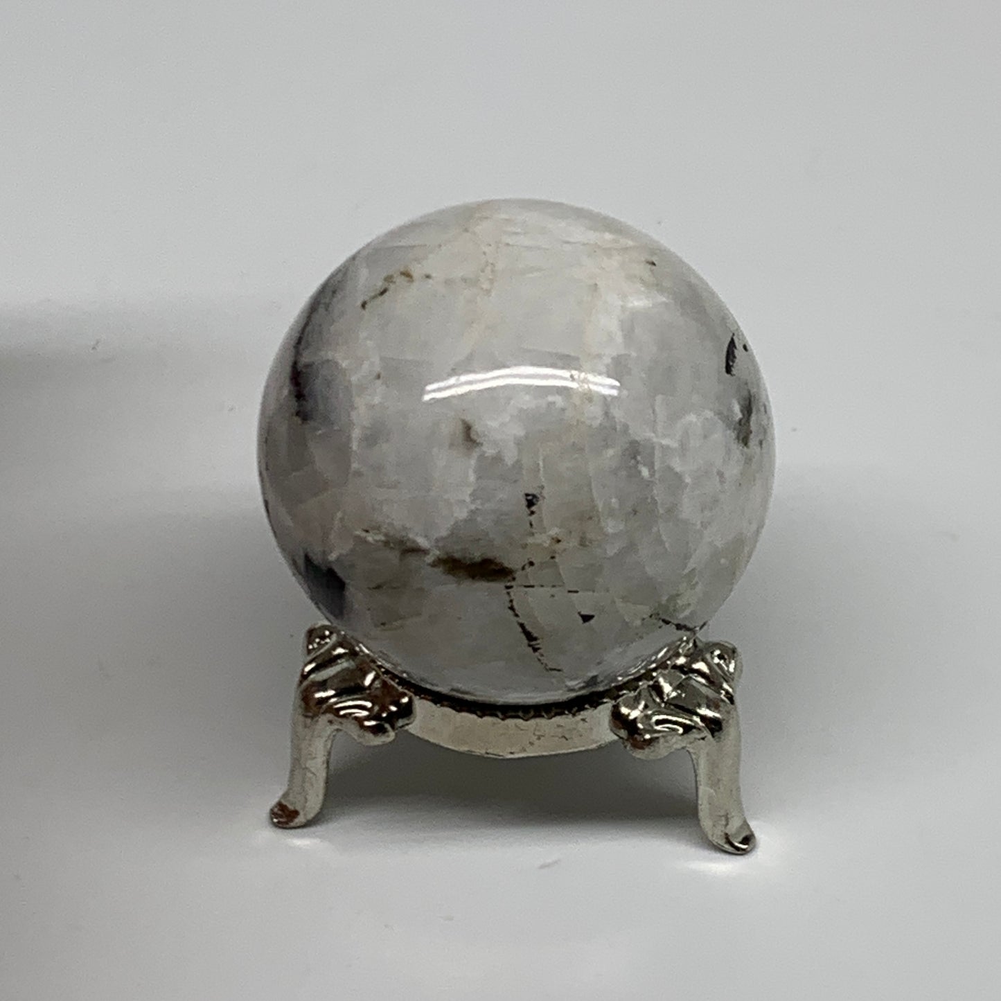 98.75g, 1.7"(42mm), Natural Rainbow Moonstone Sphere Ball Gemstone, B34965