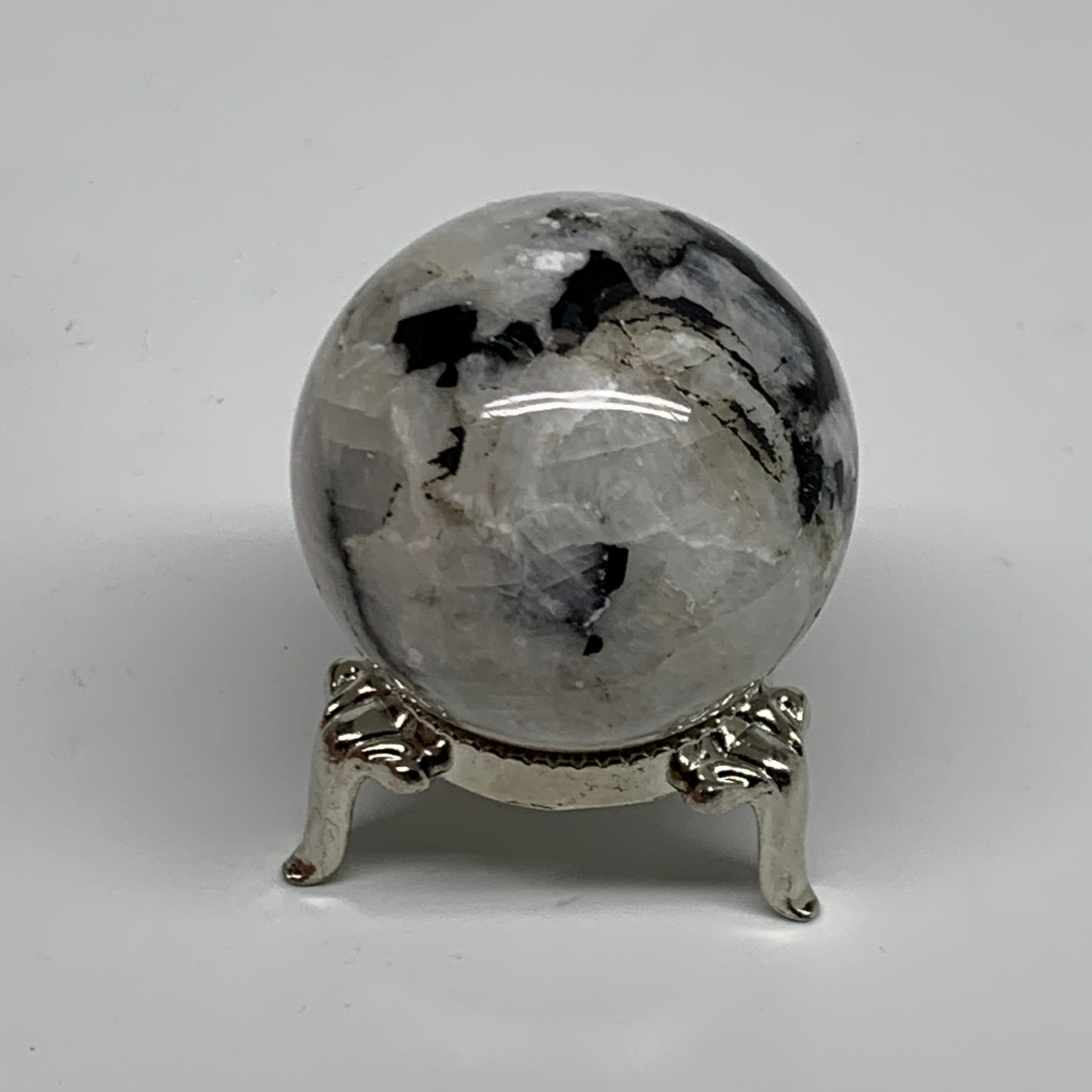 98.75g, 1.7"(42mm), Natural Rainbow Moonstone Sphere Ball Gemstone, B34965