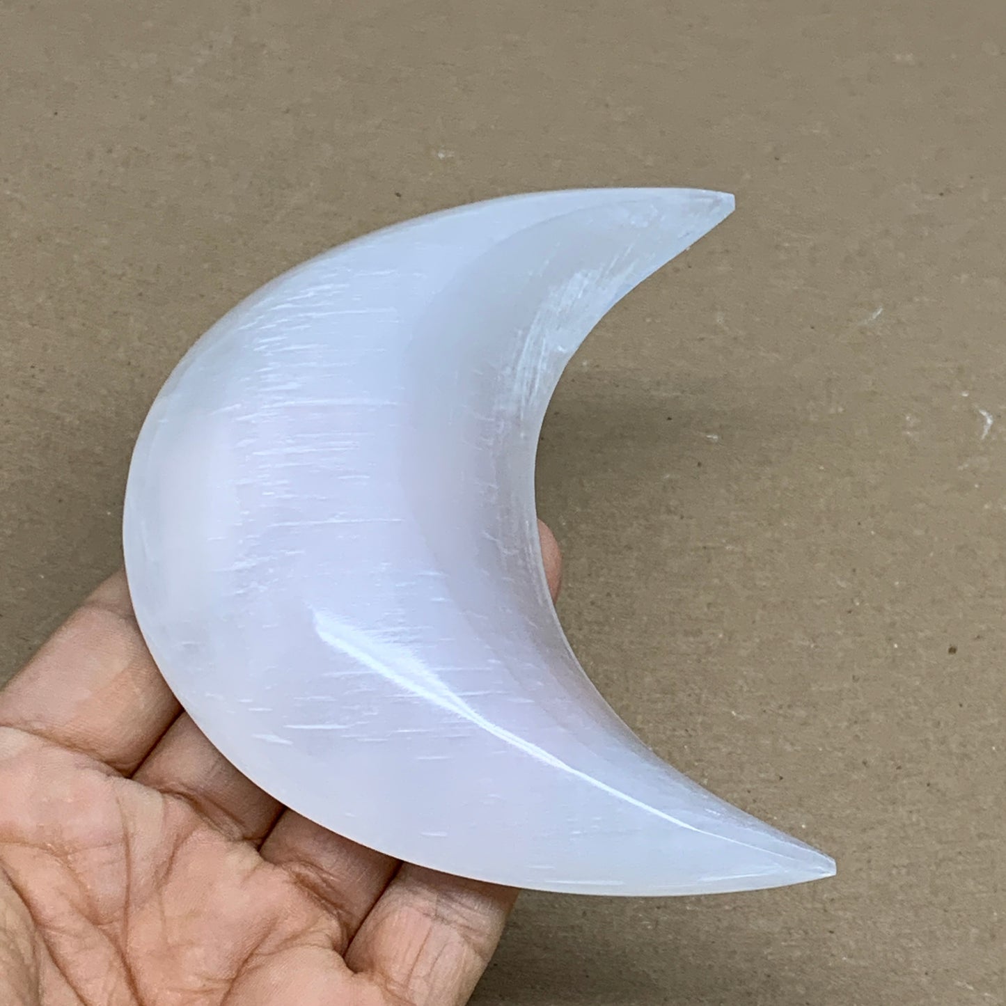 192g, 4.3"x2.2"x0.9", Selenite Crescent Moon Crystal (Satin Spar), B36278