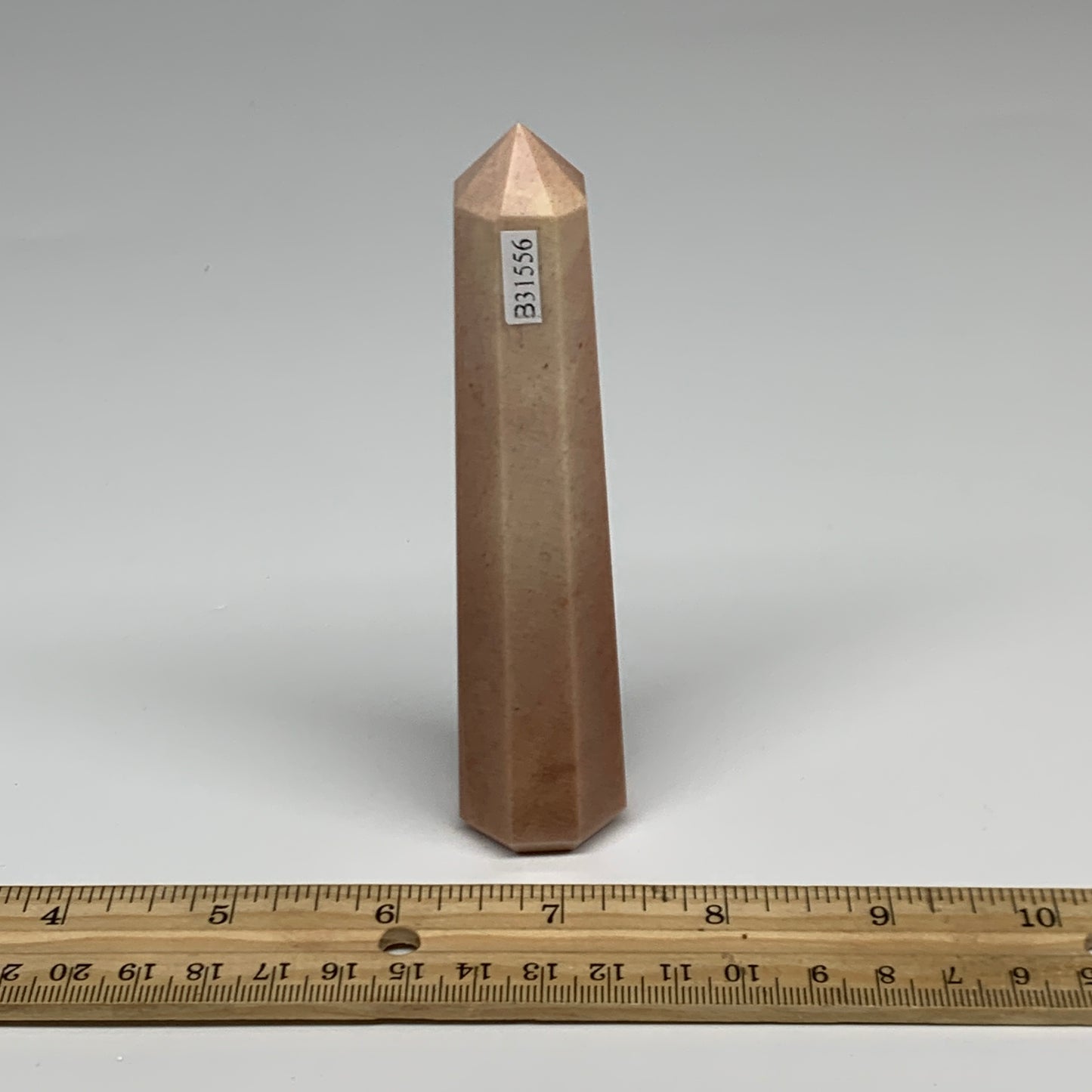 135.3g, 4.8"x1.1"x1.1" Red Aventurine Tower Obelisk Point Crystal @India,B31556
